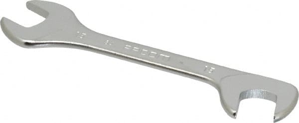 Facom - 15mm Stubby Extra Thin Open End Wrench - 5-33/64" OAL, Double End, Satin Finish, 15° & 75° Head Angle - Benchmark Tooling