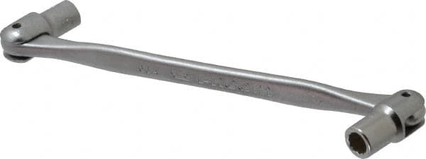 Facom - 6 x 7", 12 Point, Satin Chrome Coated, Double Flex-End Socket Wrench - 7-27/64" OAL, 23mm Head Thickness - Benchmark Tooling