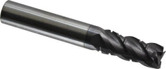 ProMax - 3/8" Diam, 7/8" LOC, 4 Flute Solid Carbide Roughing & Finishing Square End Mill - AlTiN Finish, 2-1/2" OAL, 3/8" Shank Diam, Weldon Shank, 40° Helix, Centercutting, Regular Length - Benchmark Tooling