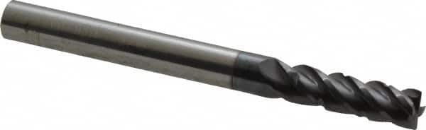 ProMax - 3/16" Diam, 5/8" LOC, 4 Flute Solid Carbide Roughing & Finishing Corner Radius End Mill - AlTiN Finish, 2" OAL, 3/16" Shank Diam, Straight Shank, 40° Helix, Centercutting, Regular Length - Benchmark Tooling