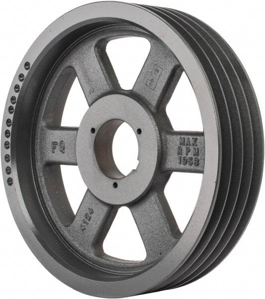 Browning - 4 Groove, 5/8 to 2-1/4 Bore Diam, 12.68" Outside Diam, QD Bushed V Belt Sheave - 12.5 5V Diam Belt Pitch - Benchmark Tooling