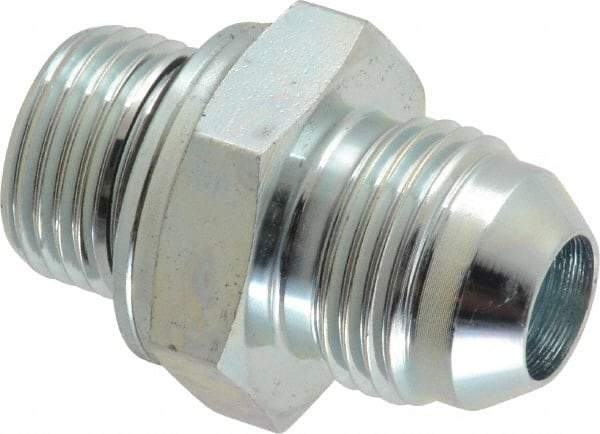 Voss - 3/4-16 x M18x1.5 Male Thread, Zinc Plated Carbon Steel Industrial Pipe Adapter - MJIC x Male Metric - Benchmark Tooling