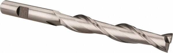 Hertel - 7/16", 2-3/4" LOC, 3/8" Shank Diam, 4-3/4" OAL, 2 Flute, Cobalt Square End Mill - Single End, Uncoated, Spiral Flute, 30° Helix, Centercutting, Right Hand Cut, Right Hand Flute - Benchmark Tooling