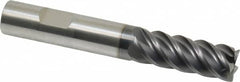 SGS - 3/8", 5 Flute, Single End, Solid Carbide, 0.015" Corner Radius End Mill - 2-1/2" OAL, 45° Helix, Right Hand Flute, 1" LOC, Right Hand Cut - Benchmark Tooling