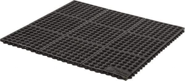 Wearwell - 3' Long x 3' Wide x 5/8" Thick, Anti-Fatigue Modular Matting Tiles - Black, For Dry & Wet Areas, Series 576 - Benchmark Tooling