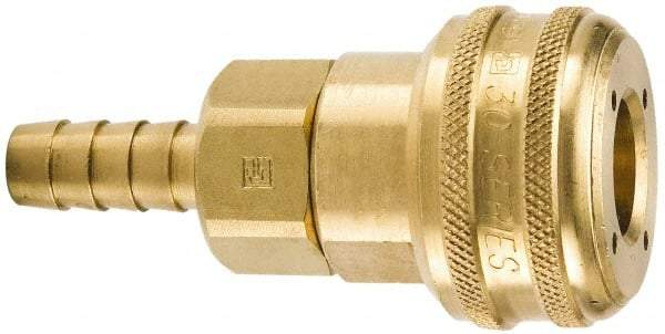 Parker - Hose Barb Industrial Pneumatic Hose Coupler - Brass, 3/4" Body Diam, 1/2" Hose ID - Benchmark Tooling