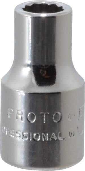 Proto - 1/4" Drive, Standard Hand Socket - 12 Points, 7/8" OAL, Chrome Finish - Benchmark Tooling
