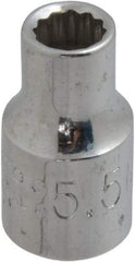 Proto - 1/4" Drive, Standard Hand Socket - 12 Points, 7/8" OAL, Chrome Finish - Benchmark Tooling
