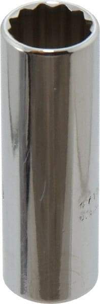 Proto - 1/4" Drive, Deep Hand Socket - 12 Points, 1-15/16" OAL, Chrome Finish - Benchmark Tooling