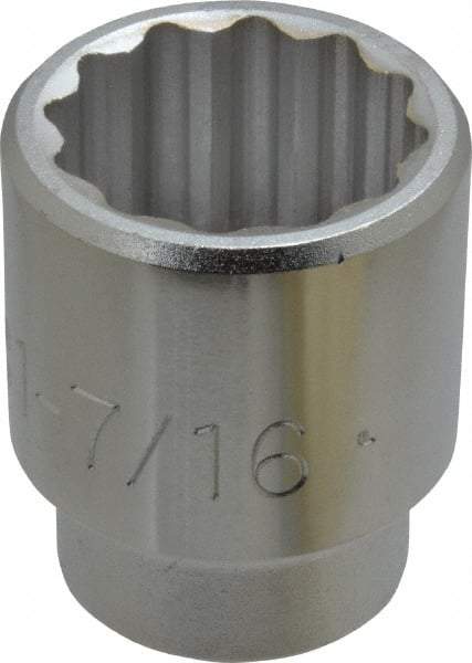 Proto - 1-7/16", 3/4" Drive, Standard Hand Socket - 12 Points, 2-13/32" OAL, Chrome Finish - Benchmark Tooling