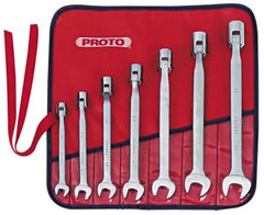 Proto - 7 Piece, 3/8" to 3/4", 12 Point Flex Head Combination Wrench Set - Inch Measurement Standard, Satin Finish, Comes in Nylon Roll - Benchmark Tooling