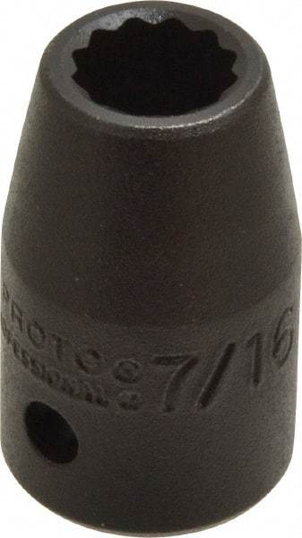 Proto - 1/2" Drive 7/16" Standard Impact Socket - 12 Points, 1-1/2" OAL - Benchmark Tooling