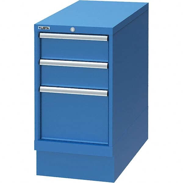 LISTA - 3 Drawer, 66 Compartment Bright Blue Steel Modular Storage Cabinet - Benchmark Tooling