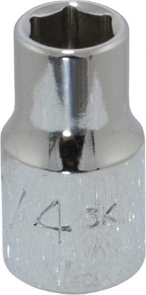 Proto - 1/4", 1/4" Drive, Standard Hand Socket - 6 Points, 7/8" OAL, Chrome Finish - Benchmark Tooling