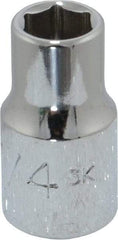 Proto - 1/4", 1/4" Drive, Standard Hand Socket - 6 Points, 7/8" OAL, Chrome Finish - Benchmark Tooling