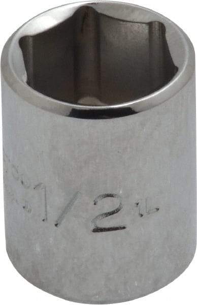 Proto - 1/2", 1/4" Drive, Standard Hand Socket - 6 Points, 7/8" OAL, Chrome Finish - Benchmark Tooling