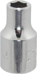 Proto - 1/4" Drive, Standard Hand Socket - 6 Points, 7/8" OAL, Chrome Finish - Benchmark Tooling