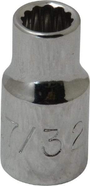 Proto - 7/32", 1/4" Drive, Standard Hand Socket - 12 Points, 7/8" OAL, Chrome Finish - Benchmark Tooling