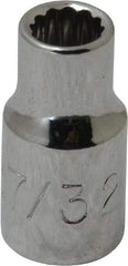 Proto - 7/32", 1/4" Drive, Standard Hand Socket - 12 Points, 7/8" OAL, Chrome Finish - Benchmark Tooling