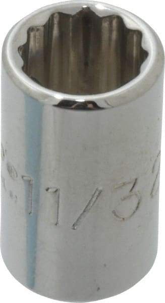 Proto - 11/32", 1/4" Drive, Standard Hand Socket - 12 Points, 7/8" OAL, Chrome Finish - Benchmark Tooling