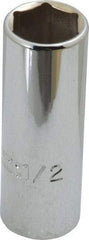 Proto - 1/2", 1/4" Drive, Deep Hand Socket - 6 Points, 2" OAL, Chrome Finish - Benchmark Tooling