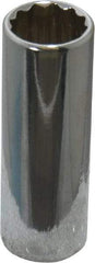 Proto - 1/2", 1/4" Drive, Deep Hand Socket - 12 Points, 2" OAL, Chrome Finish - Benchmark Tooling