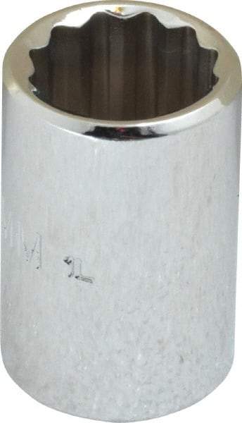 Proto - 3/8" Drive, Standard Hand Socket - 12 Points, 1-1/8" OAL, Chrome Finish - Benchmark Tooling