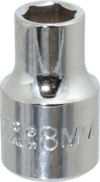 Proto - 3/8" Drive, Standard Hand Socket - 12 Points, 2-1/8" OAL, Chrome Finish - Benchmark Tooling