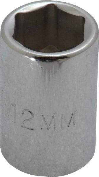 Proto - 3/8" Drive, Standard Hand Socket - 6 Points, 1-1/8" OAL, Chrome Finish - Benchmark Tooling