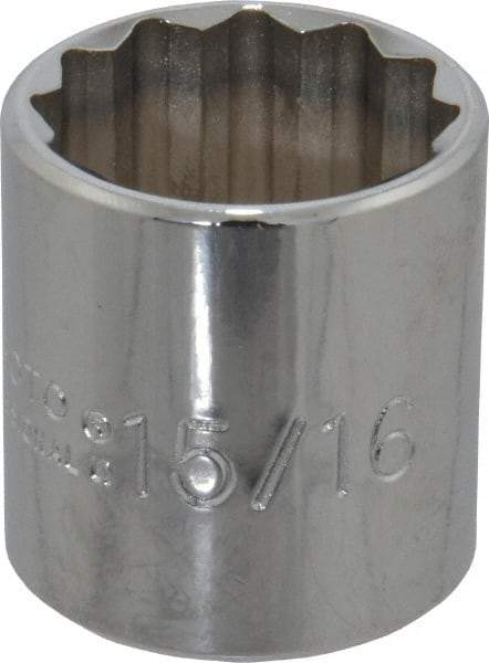 Proto - 15/16", 3/8" Drive, Standard Hand Socket - 12 Points, 1-5/16" OAL, Chrome Finish - Benchmark Tooling