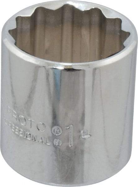 Proto - 1", 3/8" Drive, Standard Hand Socket - 12 Points, 1-3/8" OAL, Chrome Finish - Benchmark Tooling