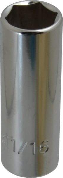 Proto - 11/16", 3/8" Drive, Deep Hand Socket - 6 Points, 2-3/4" OAL, Chrome Finish - Benchmark Tooling