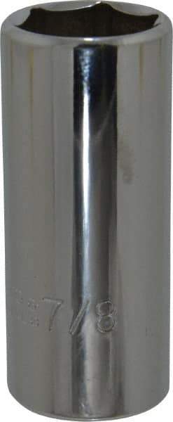 Proto - 7/8", 3/8" Drive, Deep Hand Socket - 6 Points, 2-3/4" OAL, Chrome Finish - Benchmark Tooling