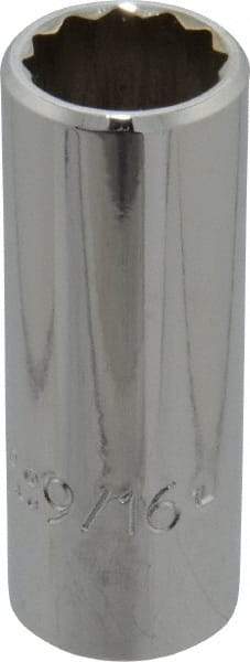 Proto - 9/16", 3/8" Drive, Deep Hand Socket - 12 Points, 2-1/8" OAL, Chrome Finish - Benchmark Tooling