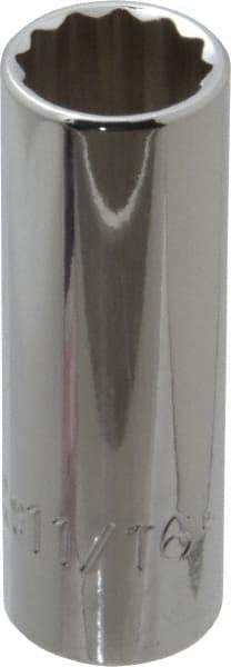 Proto - 11/16", 3/8" Drive, Deep Hand Socket - 12 Points, 2-3/4" OAL, Chrome Finish - Benchmark Tooling