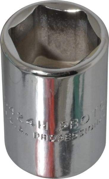 Proto - 3/4", 1/2" Drive, Standard Hand Socket - 6 Points, 1-1/2" OAL, Chrome Finish - Benchmark Tooling