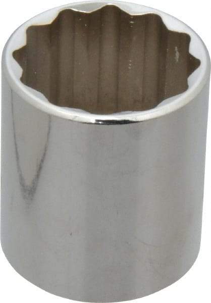 Proto - 1-3/16", 1/2" Drive, Standard Hand Socket - 12 Points, 1-3/4" OAL, Chrome Vanadium, Chrome Finish - Benchmark Tooling