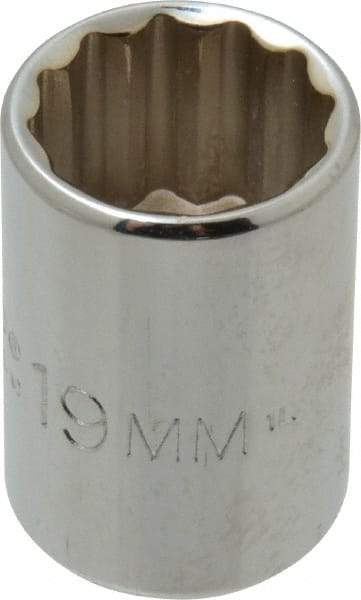 Proto - 1/2" Drive, Standard Hand Socket - 12 Points, 1-1/2" OAL, Chrome Finish - Benchmark Tooling