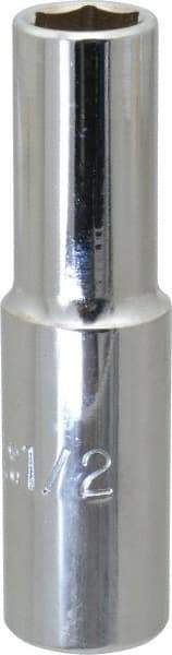 Proto - 1/2", 1/2" Drive, Deep Hand Socket - 6 Points, 3-1/4" OAL, Chrome Finish - Benchmark Tooling
