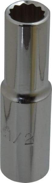 Proto - 1/2", 1/2" Drive, Deep Hand Socket - 12 Points, 3-1/4" OAL, Chrome Finish - Benchmark Tooling