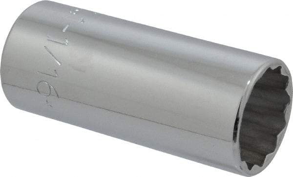 Proto - 1-1/16", 1/2" Drive, Deep Hand Socket - 12 Points, 3-1/4" OAL, Chrome Finish - Benchmark Tooling