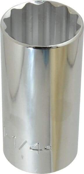 Proto - 1-1/4", 1/2" Drive, Deep Hand Socket - 12 Points, 3-1/4" OAL, Chrome Finish - Benchmark Tooling