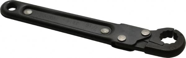 Proto - 7/16", Black Finish, Ratcheting Flare Nut Wrench - 12 Points, 5-7/16" OAL, Steel, Single End Head - Benchmark Tooling