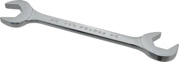 Proto - 3/4" Standard Open End Wrench - 7" OAL, Double End, Chrome Finish, 15° & 60° Head Angle - Benchmark Tooling