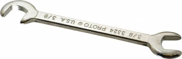 Proto - 3/8" Stubby Open End Wrench - 3-3/4" OAL, Double End, Satin Finish, 15° & 75° Head Angle - Benchmark Tooling