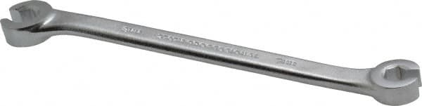 Proto - 7 x 8mm, Chrome Finish, Open End Flare Nut Wrench - 6 Points, 5-11/16" OAL, Steel, Double End Head - Benchmark Tooling
