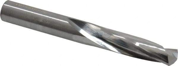 Atrax - 0.413" 135° Spiral Flute Solid Carbide Screw Machine Drill Bit - Bright Finish, Right Hand Cut, 2" Flute Length, 3-3/8" OAL, Split Point, Straight Shank - Benchmark Tooling