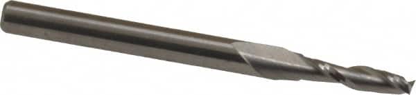 Atrax - 3/32", 3/8" LOC, 1/8" Shank Diam, 1-1/2" OAL, 2 Flute, Solid Carbide Square End Mill - Single End, Uncoated, Spiral Flute, 30° Helix, Centercutting, Right Hand Cut - Benchmark Tooling