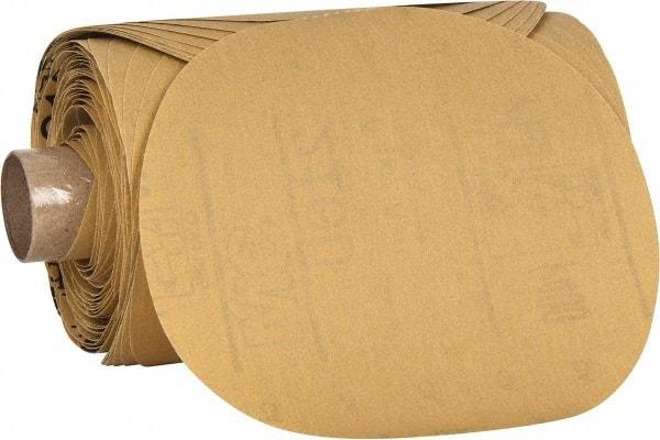 3M - 5" Diam, 400 Grit Aluminum Oxide Adhesive PSA Disc - Extra Fine Grade, Gold, A Weighted Backing, Flexible, Use with Random Orbital Sanders - Benchmark Tooling