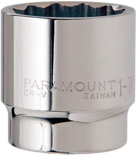 Paramount - 1-7/16", 1/2" Drive, Standard Hand Socket - 12 Points, 1-1/2" OAL, Steel, Chrome Finish - Benchmark Tooling